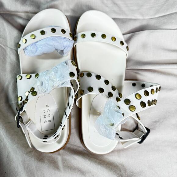 ShuShop Womens sz 8 Cecily Bone Studded Sandal New in Box Wrap Ankle - Picture 4 of 9